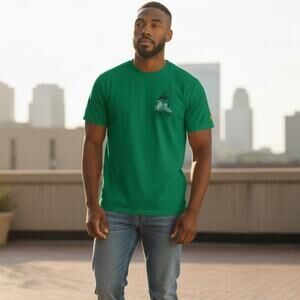 Vintage 90s Notre Dame Green Graphic Short Sleeve Tee T-Shirt Mens XL Worn In